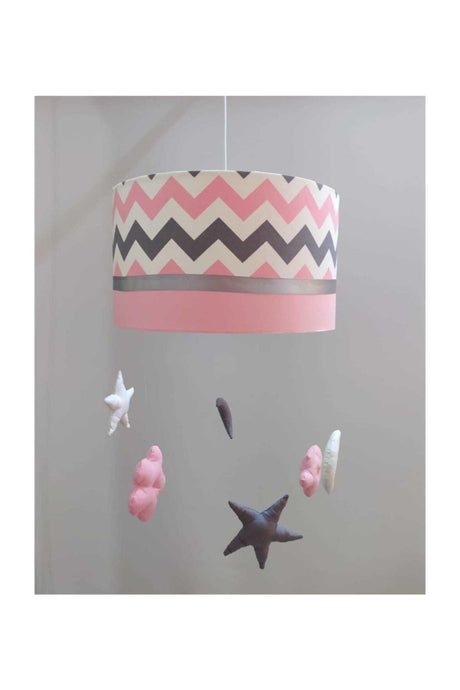 Pink Gray Zigzag 35 Diameter Large Size Child Teen Baby Room Chandelier Single Pendant Lamp - Swordslife