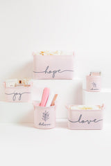 Pink Hope Printed Rectangular Basket //42x31x25