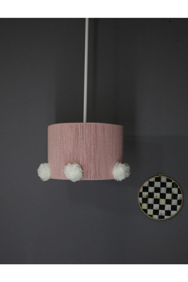 Pink Macrame White Pompom Kids Baby Room Chandelier - Swordslife