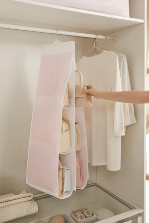Pink Striped Compartment Bag Organizer