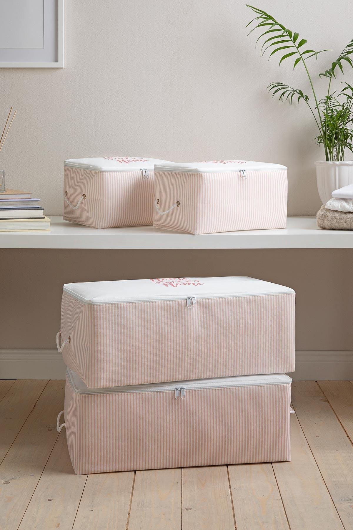 Pink Striped Printed Storage Bag Set of 4 - Swordslife