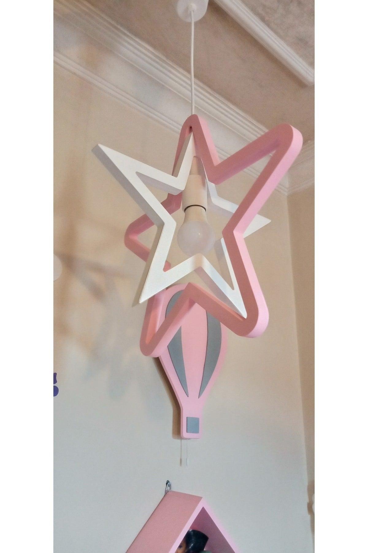 Pink White Double Star Chandelier Lighting Kids Room Decoration Accessory - Swordslife