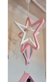 Pink White Double Star Chandelier Lighting Kids Room Decoration Accessory - Swordslife