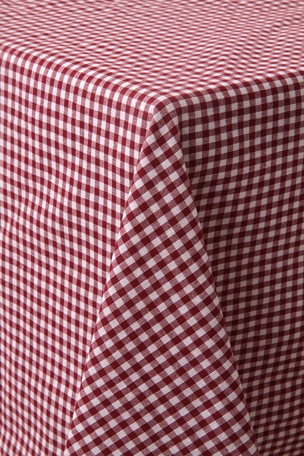 Piti Checkered Claret Red Table Cloth Cotton, Authentic Table Cover, Picnic Cover - Swordslife