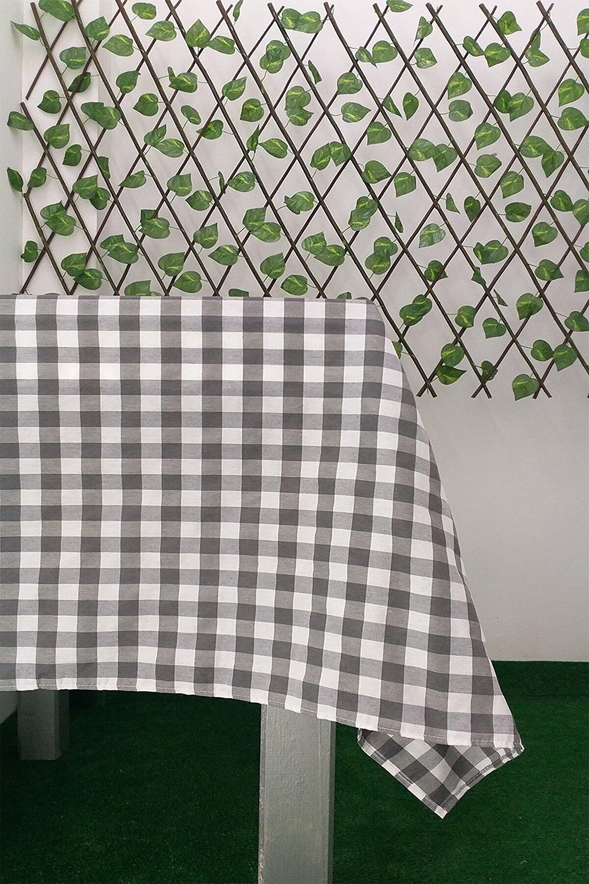 Piti Checkered Gray Table Cloth, Table Cloth, Picnic Cover Cotton - Swordslife