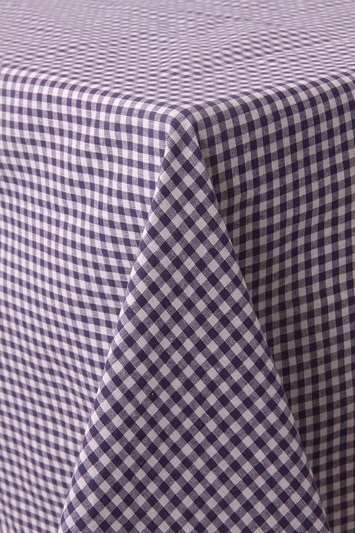 Piti Checkered Purple Table Cloth Cotton, Authentic Table Cover, Picnic Cover - Swordslife