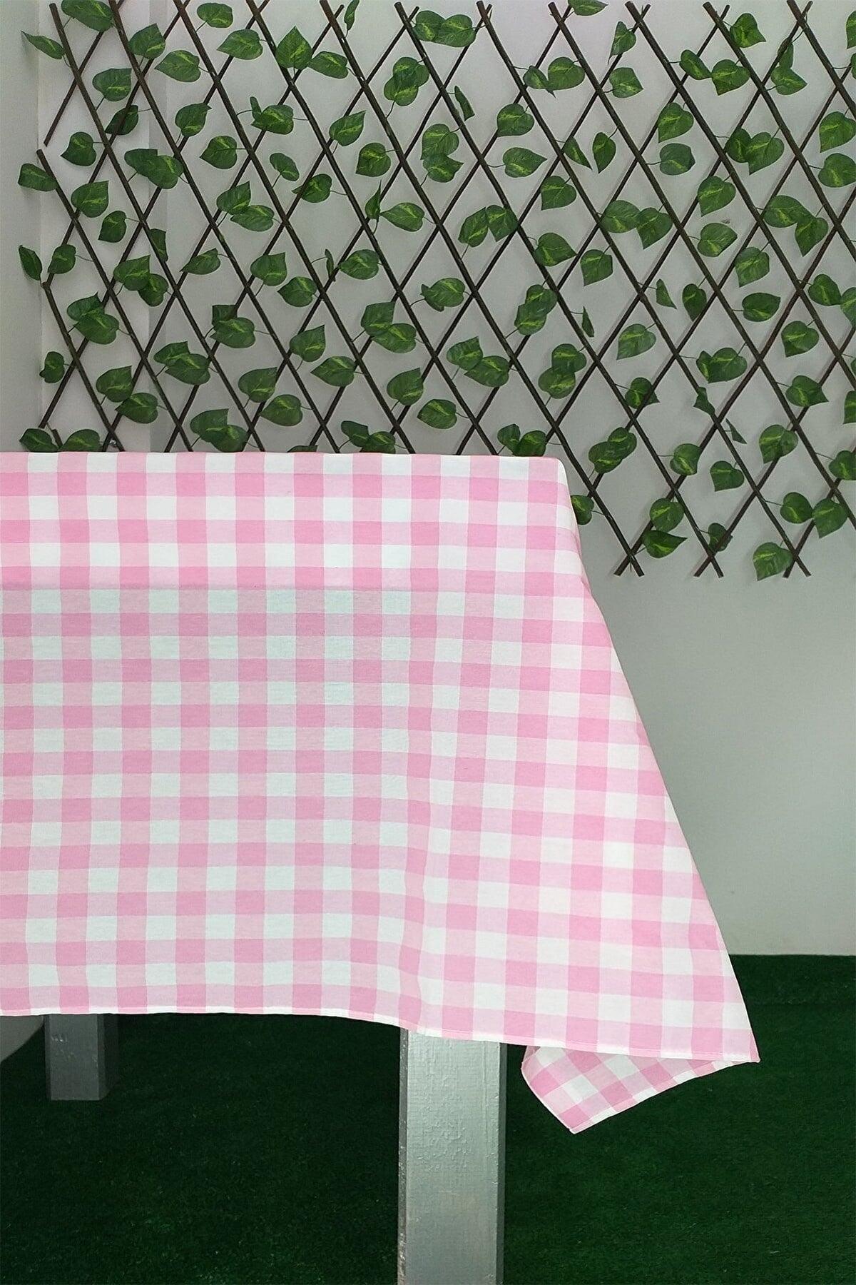 Piti Checkered Pink Table Cloth, Table Cloth, Picnic Cover Cotton - Swordslife