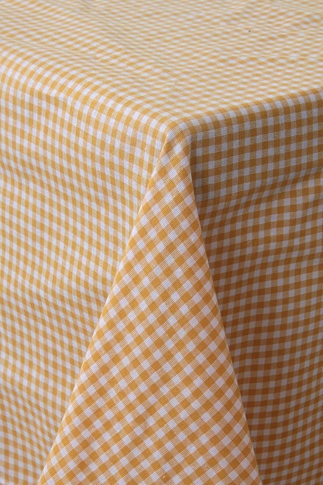 Piti Checkered Yellow Table Cloth Cotton, Authentic Table Cover, Picnic Cover - Swordslife