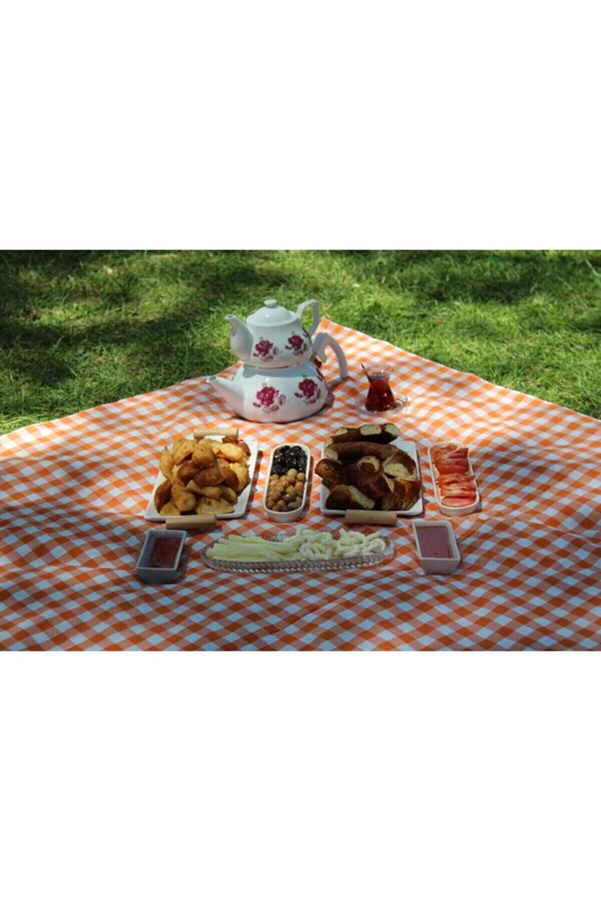Piti Checkered Orange Table Cloth, Table Cloth, Picnic Cover Cotton - Swordslife