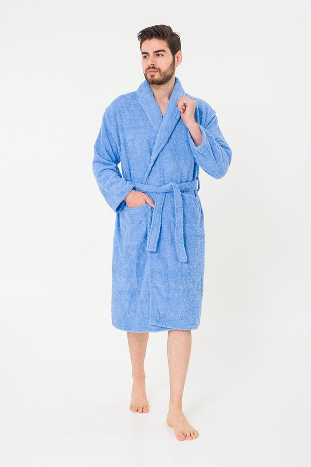 Plain And Cotton Shawl Collar Men's Bathrobe - Swordslife