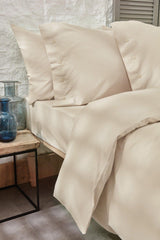 Plain Double Ranforce Washed Duvet Cover Set - Beige - Swordslife