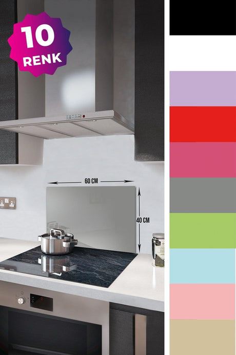 Solid Color - Gray | Glass Stove Back Protector | 40cm x 60cm - Swordslife
