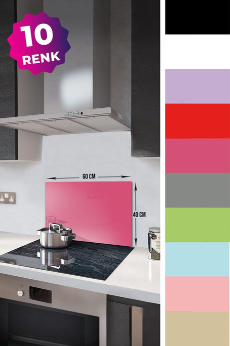 Solid Color - Neon Pink | Glass Stove Back Protector | 40cm x 60cm - Swordslife
