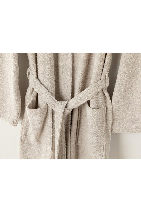 Plain Cotton Bathrobe Set Sm Light Beige - Swordslife