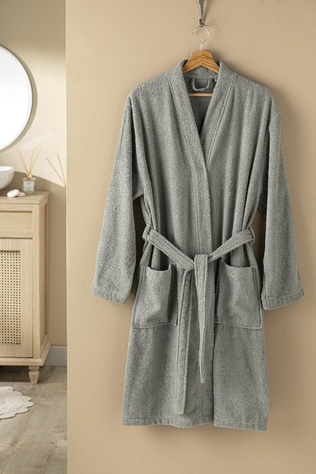 Plain Cotton Men's Bathrobe L-xl Dark Gray - Swordslife