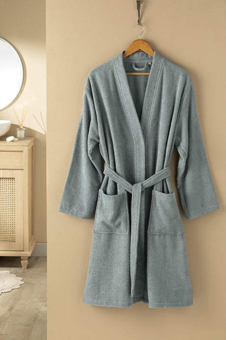 Plain Cotton Men's Bathrobe Sm Indigo