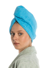 Straight Eponge Button Towel Light Turquoise Color Hair