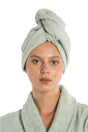 Flat Eponge Button Towel Water Green Hair Drying Cap - Swordslife