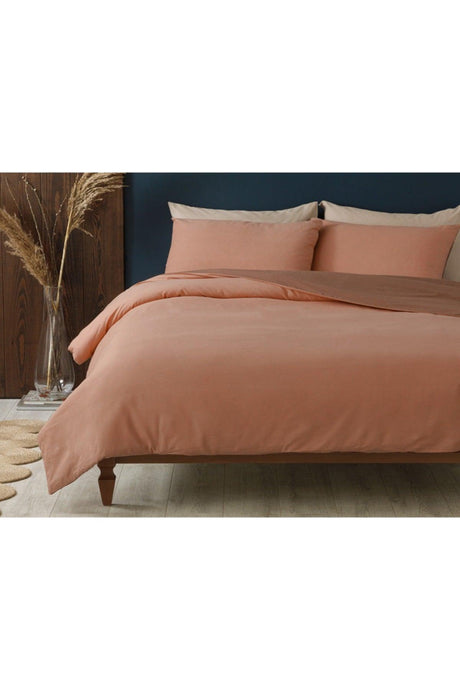 Plain Cotton Single Duvet Cover Set 160x220 cm Brown-Nude - Swordslife