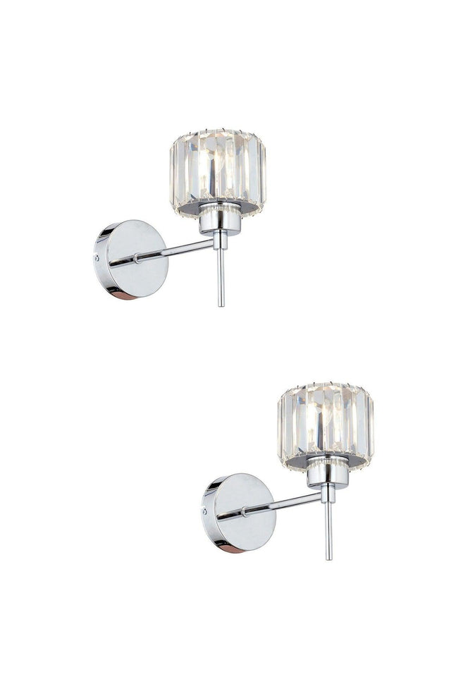 Plain Single Chrome 2 Piece Wall Sconce Set Stone Bedroom-Bed Head Wall Lamp - Swordslife