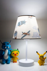 Boys' Room with Airplane Helicopter Lampshade Lighting on Nightstand - Swordslife