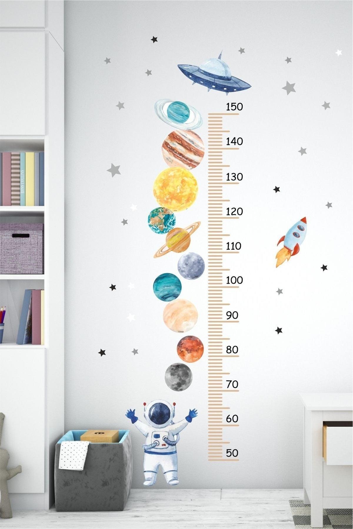 Planets Size Meter Kids Room Wall Sticker - Swordslife