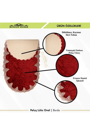 Plüsch Lux Oval Bord 2 Cheque French Lace Moist WC Mat Set - Swordslife