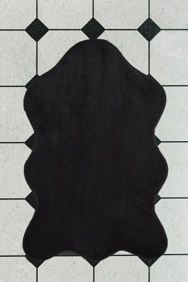 Plush Shape Black Bathroom Carpet 80x120 Cm - Swordslife