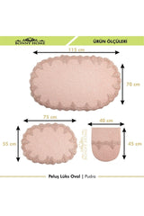 Plush Lux Oval Powder 3 Piece Lacy Closet Set Dowry Bathroom Carpet Mat Set - Swordslife