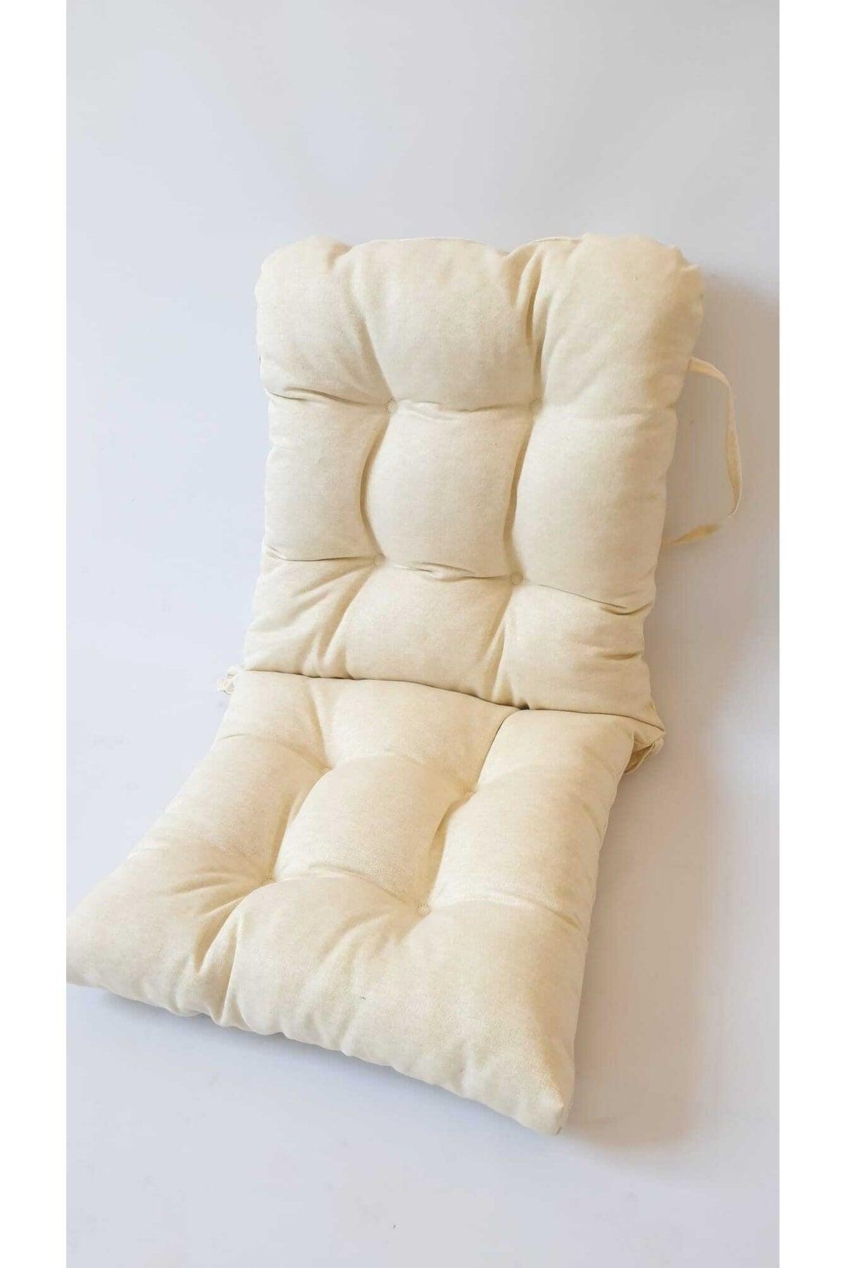 Pofidik Cream Beta Backed Chair Cushion Specially Stitched Laced 44x94 Cm - Swordslife