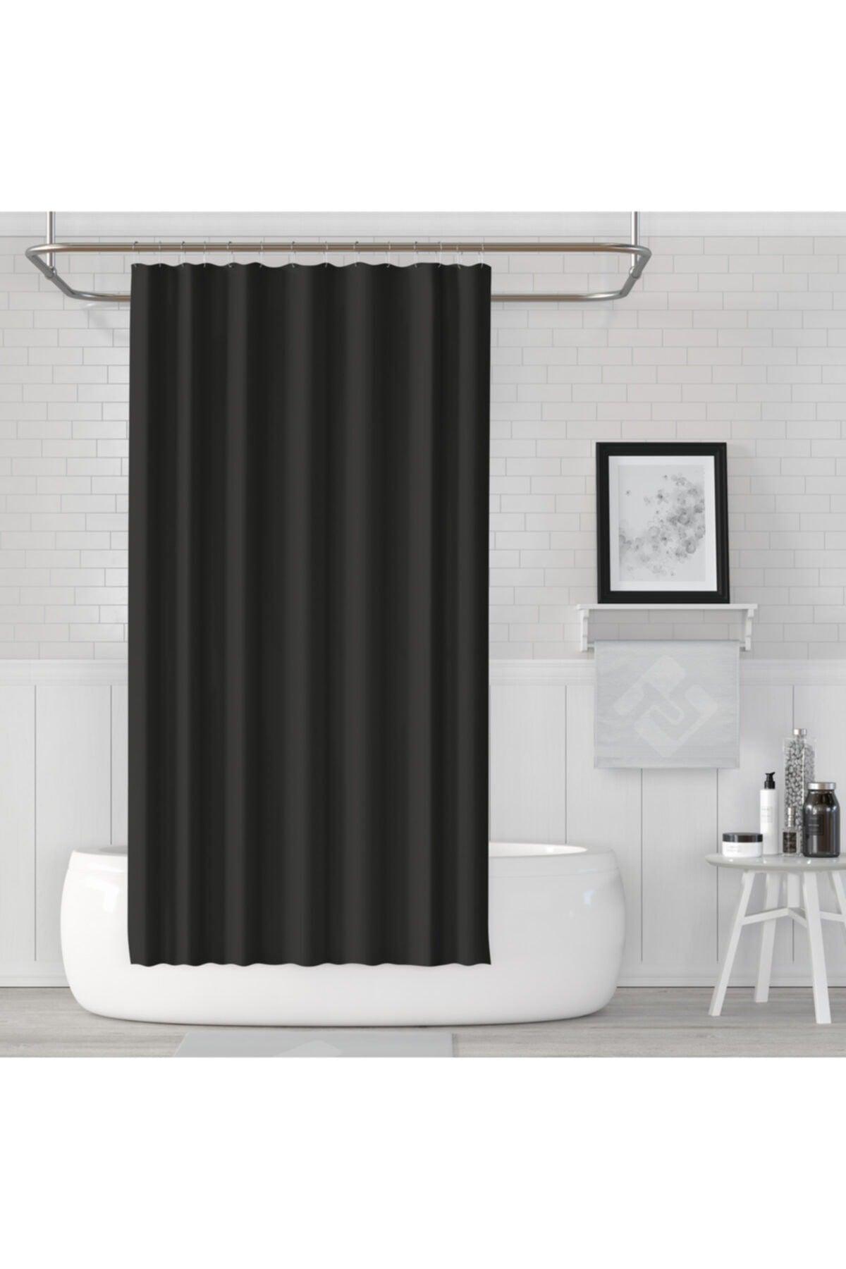 Polyester Fabric Black Color Bathroom Curtain Domestic Production Shower Curtain - Swordslife