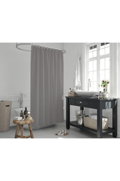 Polyester Fabric Gray Color Bathroom Curtain Domestic