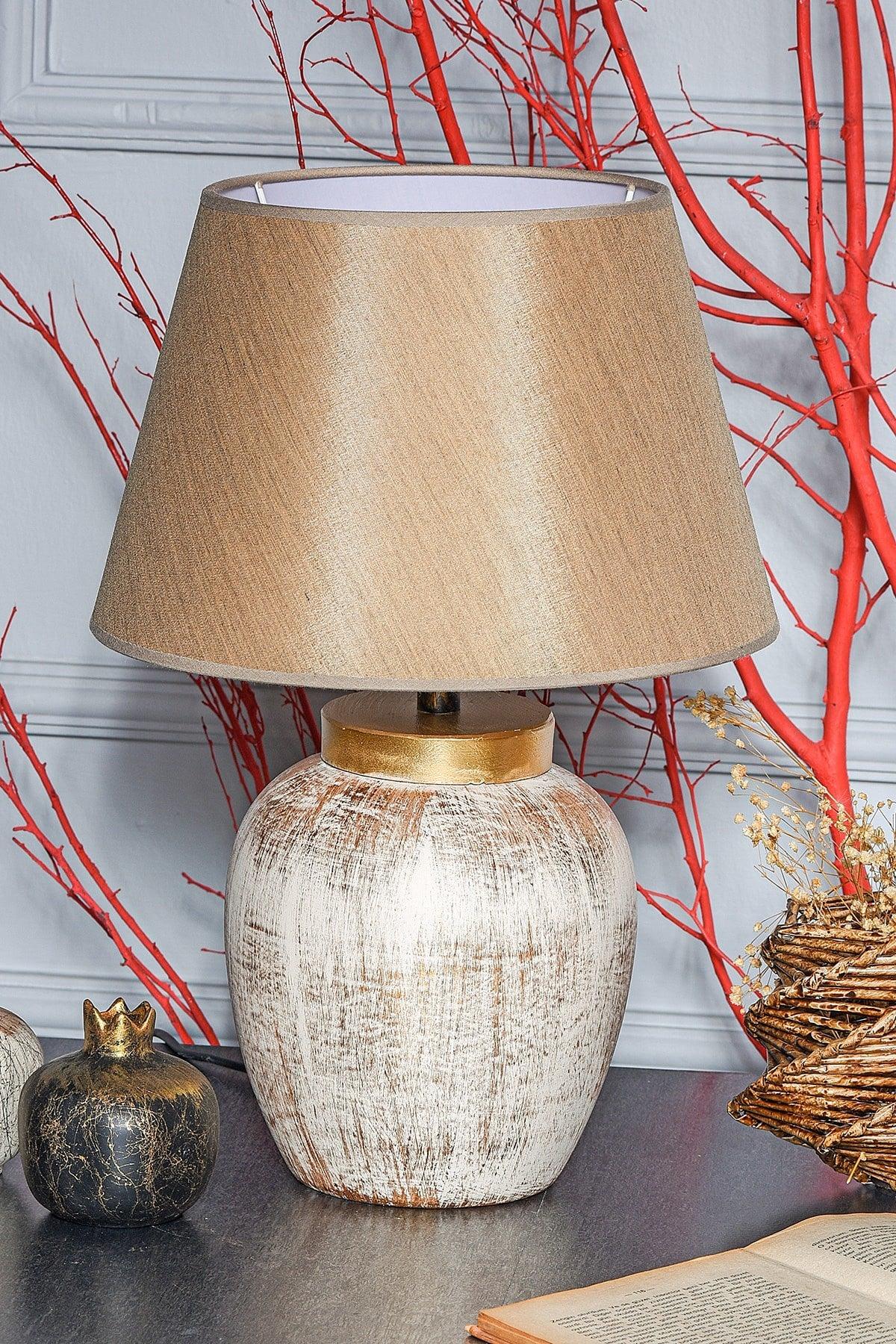 Pomme Ceramic Lampshade Cream Gold Srmk-53 - Swordslife