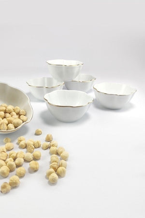 Porcelain 6 Piece Wavy Bowl 10 Cm Gilded - Wb-322 66416 - Swordslife