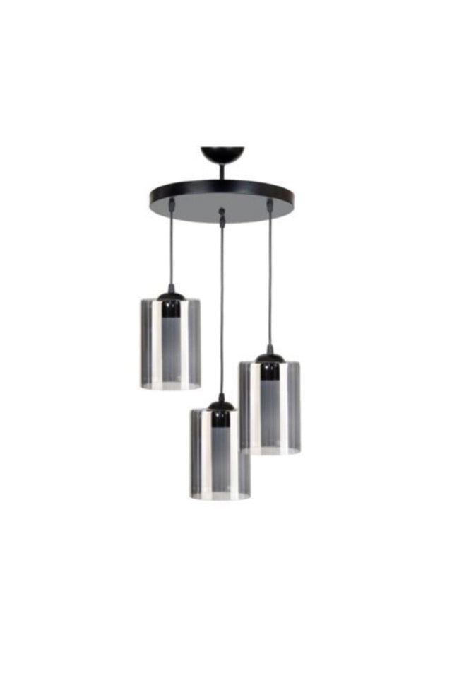 Poyraz 3-Piece Pendant Lamp Smoked Glass Chandelier - Swordslife