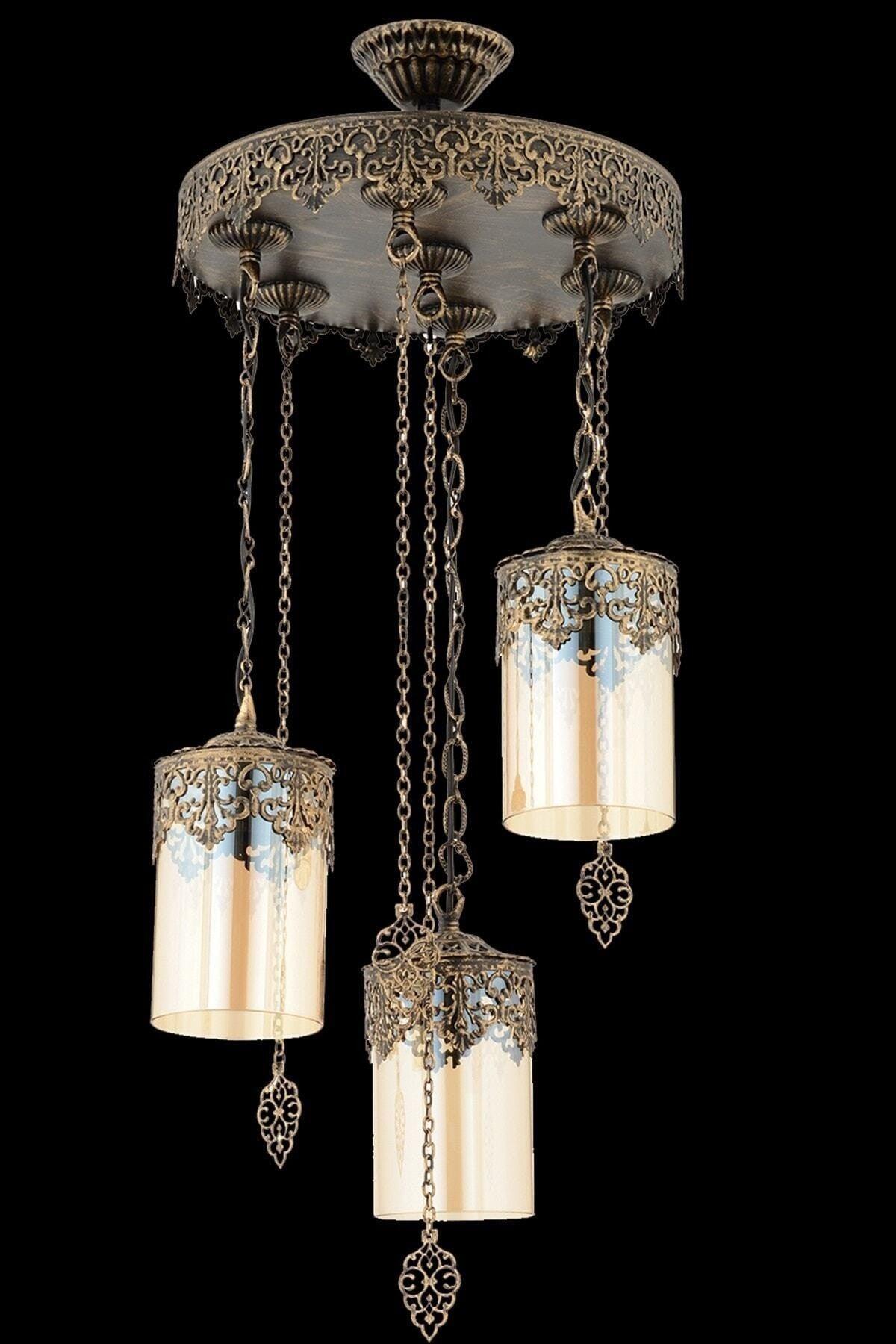Poyraz 3 Piece Tumbled Colored Pendant Lamp Chandelier - Swordslife