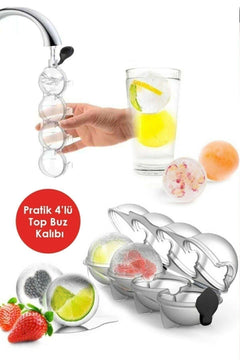 Four-sphere ice cube maker mold for crystal-clear ice balls