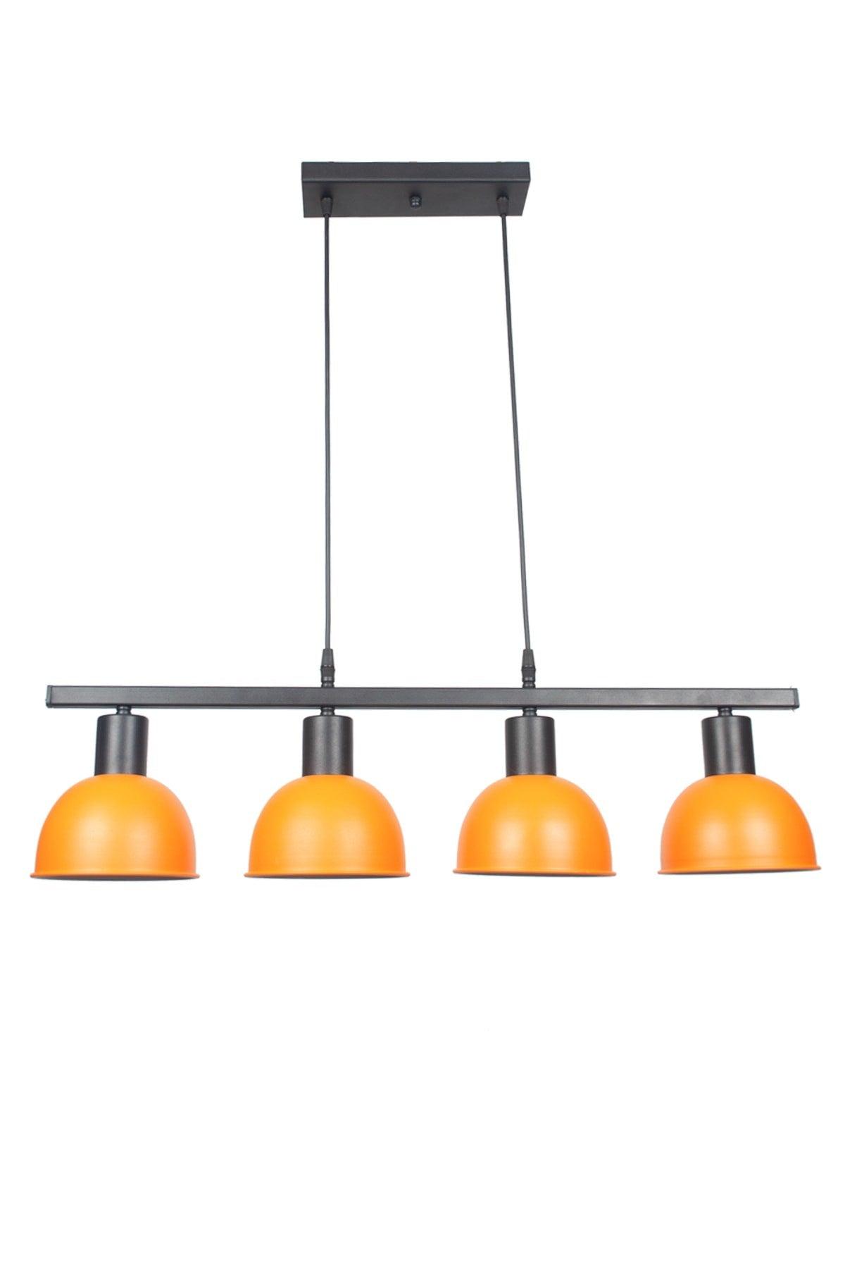 Prague Special Design Cafe Kitchen Dining Table Top Metal Row Orange Color 4 Pcs Chandelier - Swordslife