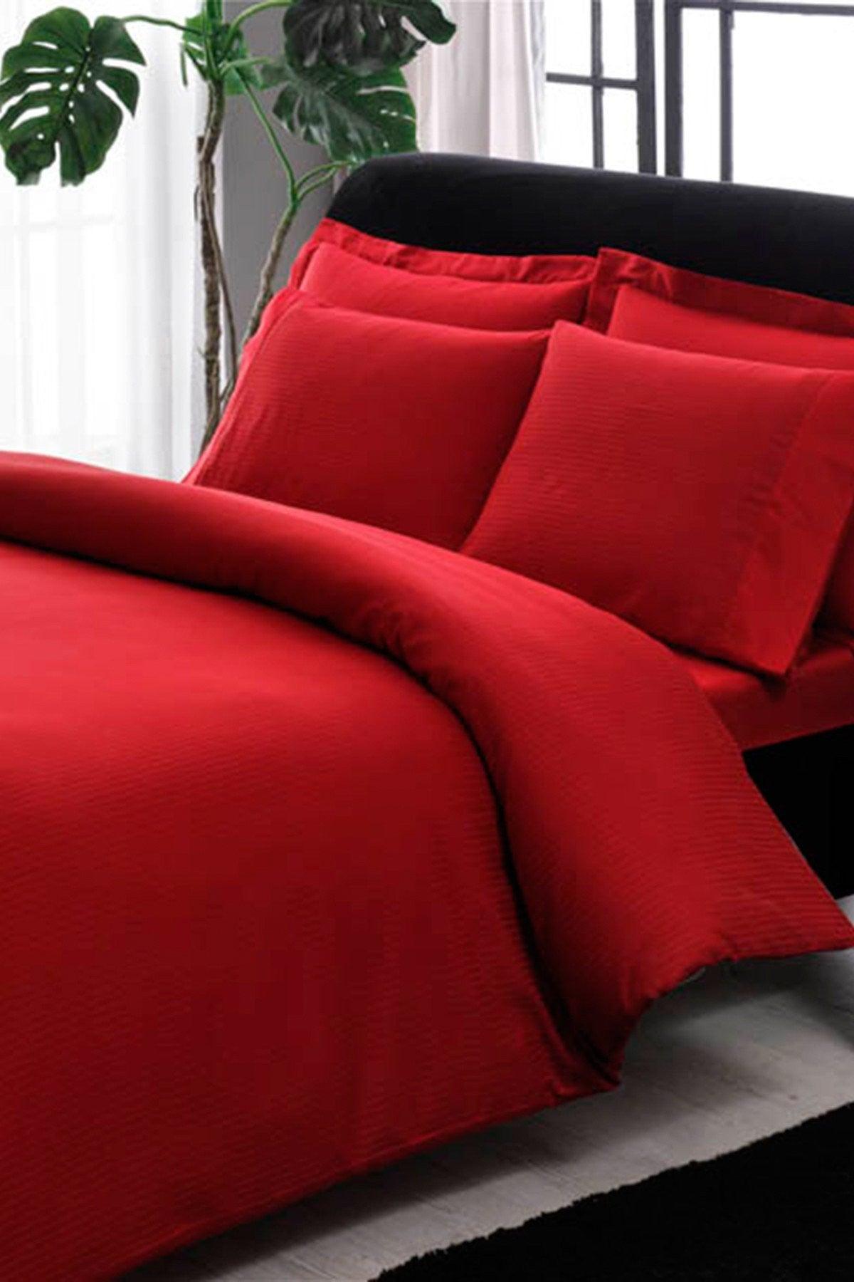 Premium Basic Duvet Cover Set Stripe Double Red - Swordslife
