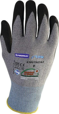 Black nitrile microfoam coated work gloves with breathable back