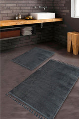 Puffy Bath Mat 2 Li Fringed Washable Anthracite - Swordslife