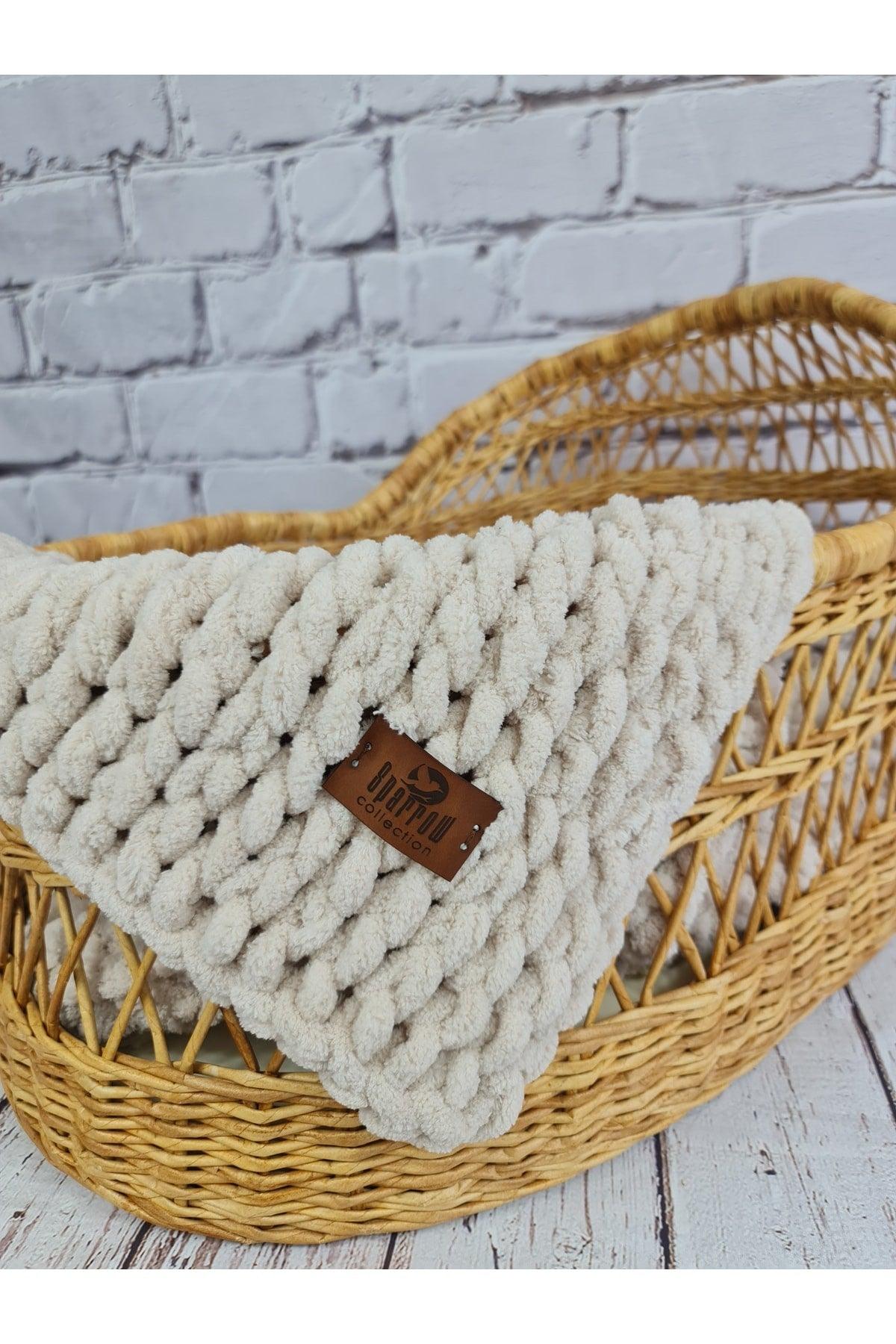 Puffy Handmade Blanket Beige Color Handmade Baby Blanket - Swordslife