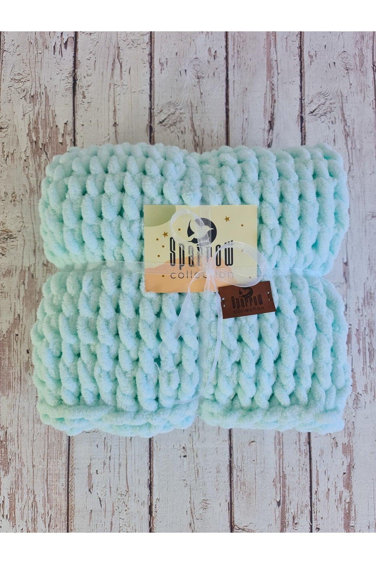 Pufy Hand Knitted Blanket Mint Hand Knitted Baby Blanket - Swordslife