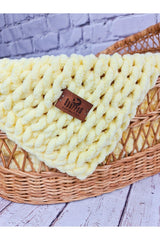 Puffy Hand Knitted Blanket Yellow Hand Knitted Baby Blanket - Swordslife