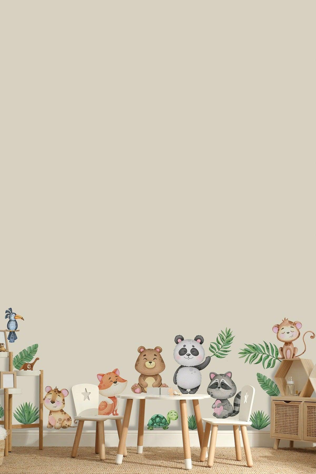 Baby Animals Pastel Colors Baby Room Wall Sticker Set - Swordslife