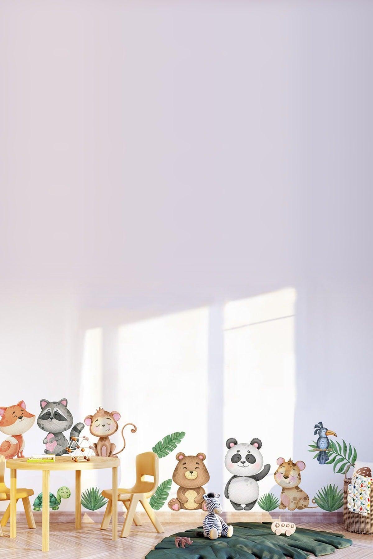 Baby Animals Pastel Colors Baby Room Wall Sticker Set - Swordslife