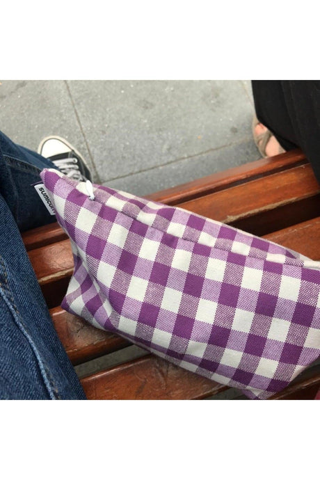 Purple Gingham Washable Zipper Single Eye