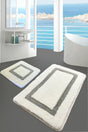 Quadrato Gray 2 Pcs Set Bathroom Carpet Mat Anti-Slip Base Washable - Swordslife