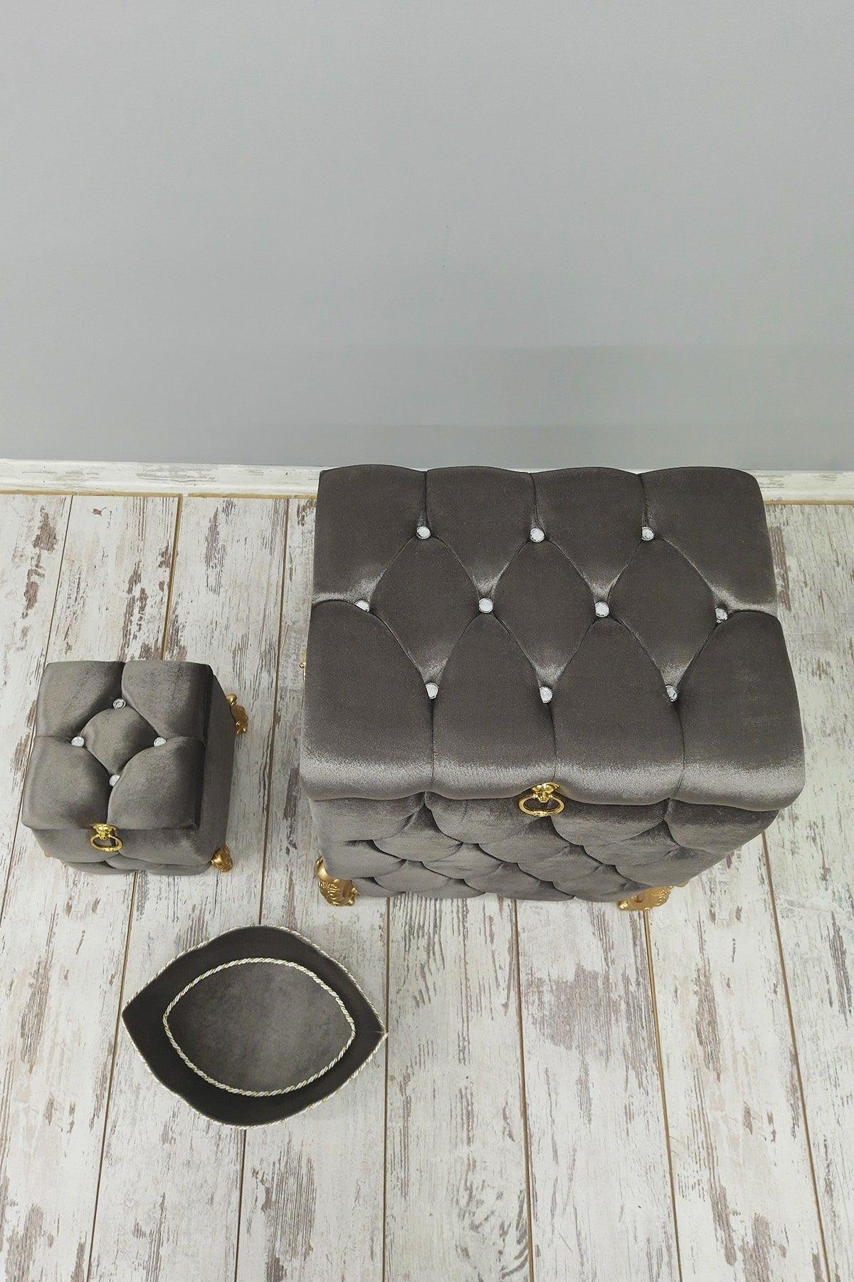 Quilted Mdf Anthracite Color 3 Pcs Laundry