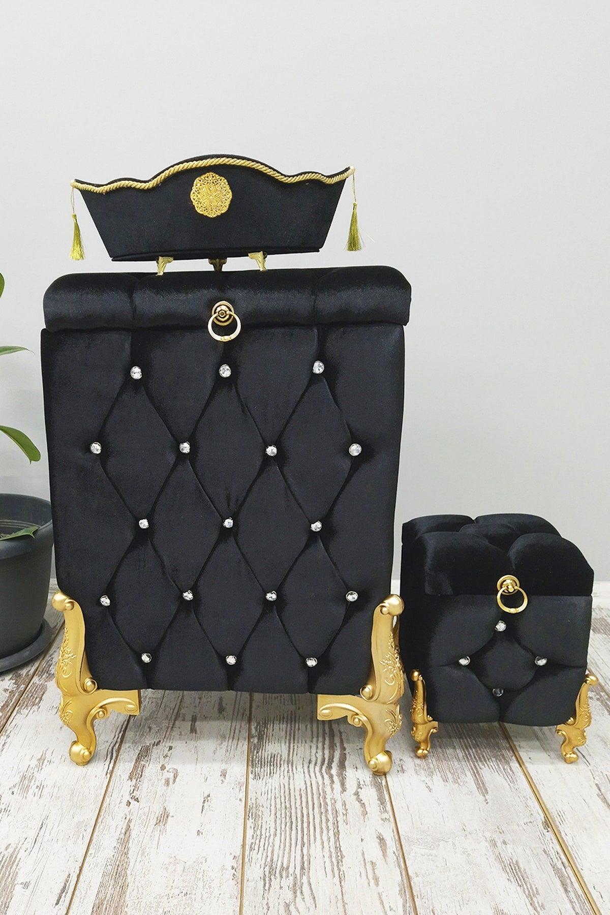 Quilted Mdf Black Color 3 Pcs Laundry Basket Dirty Basket Bathroom Set - Swordslife